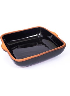FALEZ SQUARE OVEN TRAY, 23 * 23 * 6,5 CM, (FULL BROWN GLAZED) 1 PCS, SHRINK  - Image 1
