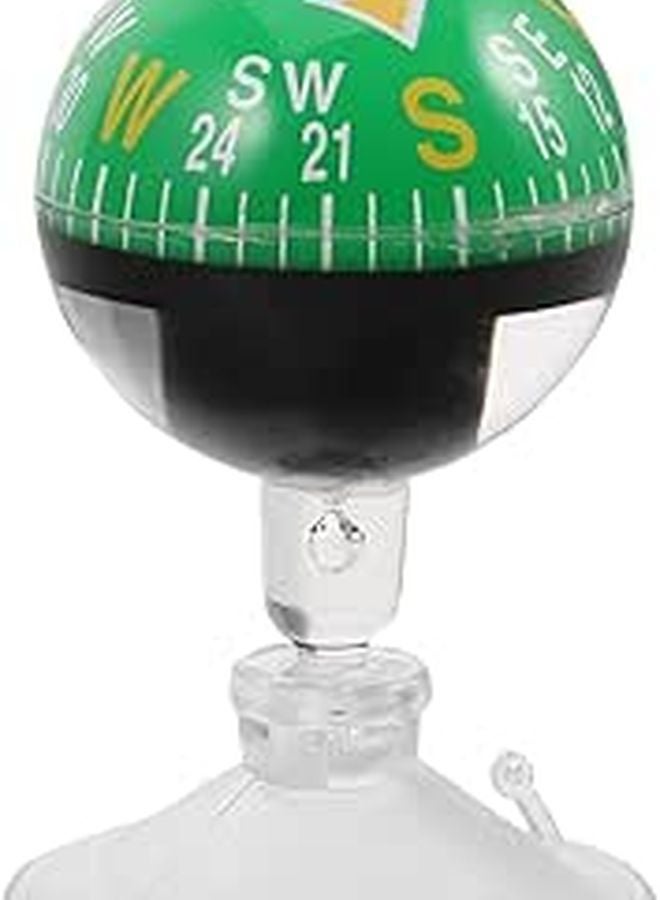 بوصلة لوحة القيادة البلاستيكية الخضراء للسيارة مع كوب شفاط للملاحة البحرية في الهواء الطلق - Image 1