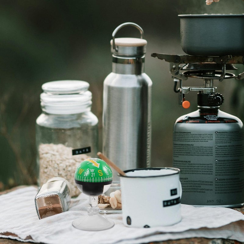 بوصلة لوحة القيادة البلاستيكية الخضراء للسيارة مع كوب شفاط للملاحة البحرية في الهواء الطلق - Image 5