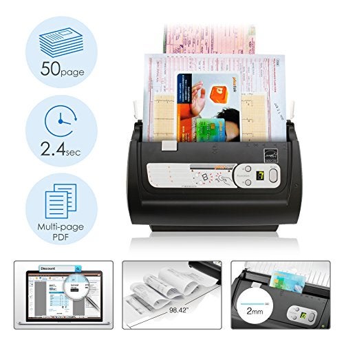 Plustek PS186 Desktop Document Scanner with 50Pages Auto Document Feeder ADF for Windows 78 1011 IntelAMD only - Image 3