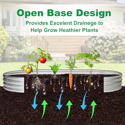 JERIA 2 Pcs 8×4×1ft Oval Raised Garden Bed,Galvanized Raised Garden Bed Kit Outdoor Metal Gardening Planter Box for Vegetable, Fruits, Flower，Herbs - Image 4