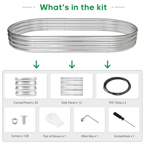 JERIA 2 Pcs 8×4×1ft Oval Raised Garden Bed,Galvanized Raised Garden Bed Kit Outdoor Metal Gardening Planter Box for Vegetable, Fruits, Flower，Herbs - Image 2