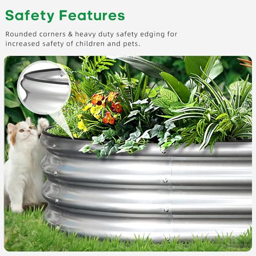 JERIA 2 Pcs 8×4×1ft Oval Raised Garden Bed,Galvanized Raised Garden Bed Kit Outdoor Metal Gardening Planter Box for Vegetable, Fruits, Flower，Herbs - Image 5