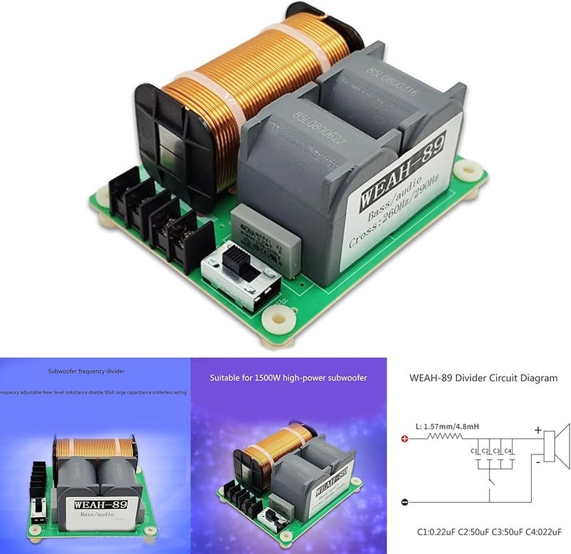 1500W Adjustable Bass Frequency Divider Distributor Audio Crossover Filter - Image 3