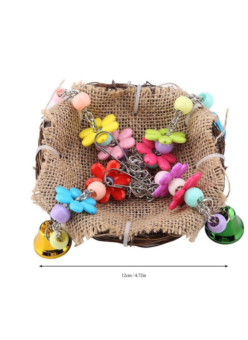 Generic Hanging Bird Nest Bird Swing Toys with Bells Natural Rattan Winter Warm Nest Bird Cage Hammock for Cockatoo Macaw Grey Budgie Parakeet Cockatiel Lovebird Finch  - Image 2