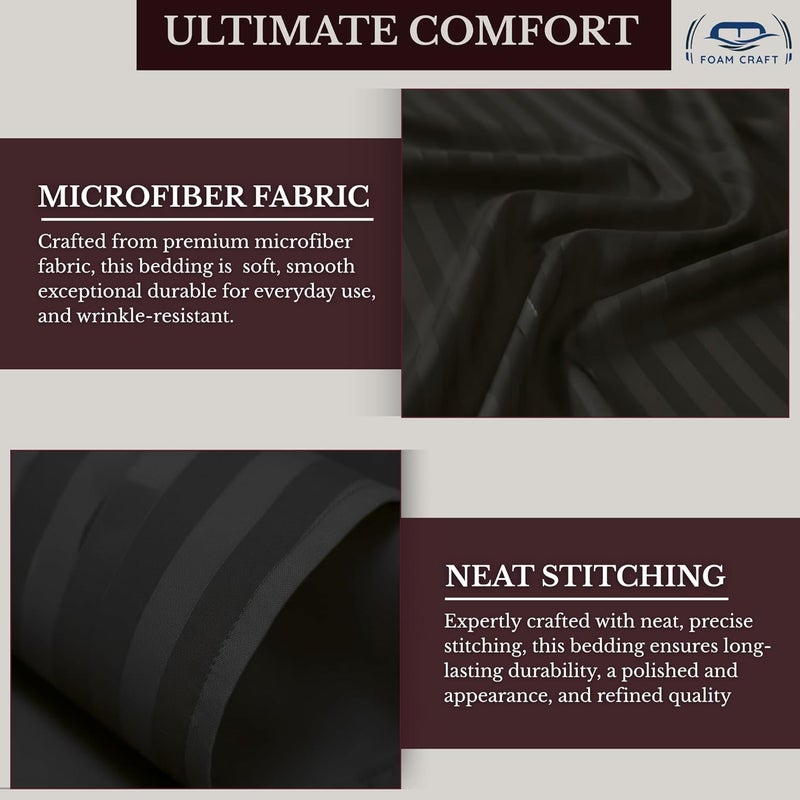 FOAM CRAFT FOAMCRAFT® Striped 4-Piece Bed Sheet Set - Soft Brushed Microfiber in Black (Twin - 100x190) - Image 4
