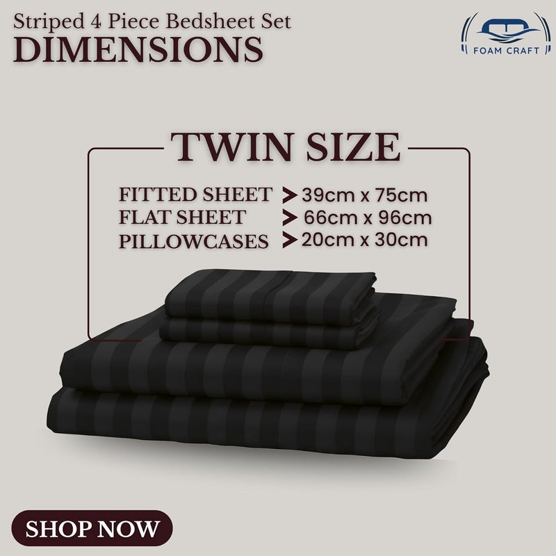 FOAM CRAFT FOAMCRAFT® Striped 4-Piece Bed Sheet Set - Soft Brushed Microfiber in Black (Twin - 100x190) - Image 2