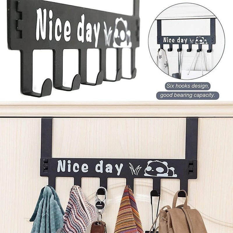 PRIMEFAIR Over Door Hanger for Cloths Heavy Duty Carbon Metal Drill Free Door Handing Hooks Suitable for Bathroom Kitchen Removable Door Hanger Scarf Coat Towel Holder Carbon