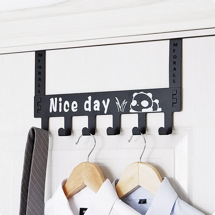 PRIMEFAIR Over Door Hanger for Cloths Heavy Duty Carbon Metal Drill Free Door Handing Hooks Suitable for Bathroom Kitchen Removable Door Hanger Scarf Coat Towel Holder Carbon