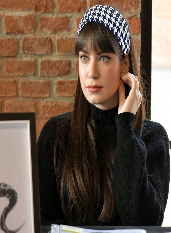 ACO-UINT Navy Blue Plaid Headband for Women, Boho Wide Headbands Thick Headbands with Teeth, Large Head Bands for Women's Hair Turban Hairbands Hair Accessories for Women - Image 5