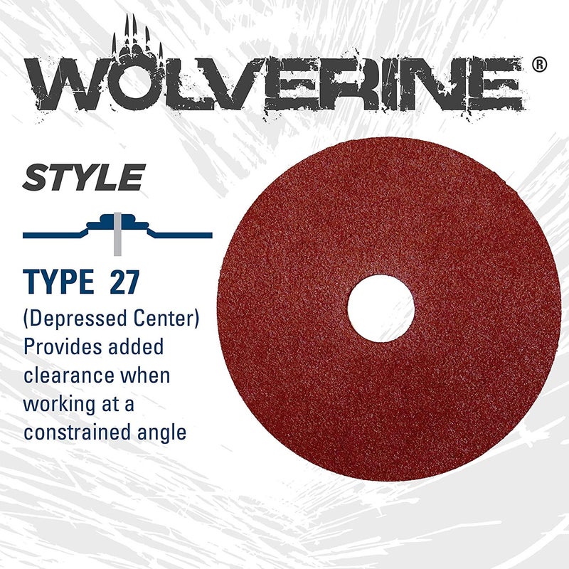 WEILER 59494 Wolverine Aluminum Oxide Resin Fiber Sanding & Grinding Disc, 4" Diameter, 60 Grit, 5/8" Arbor Hole (Pack of 25) - Image 2