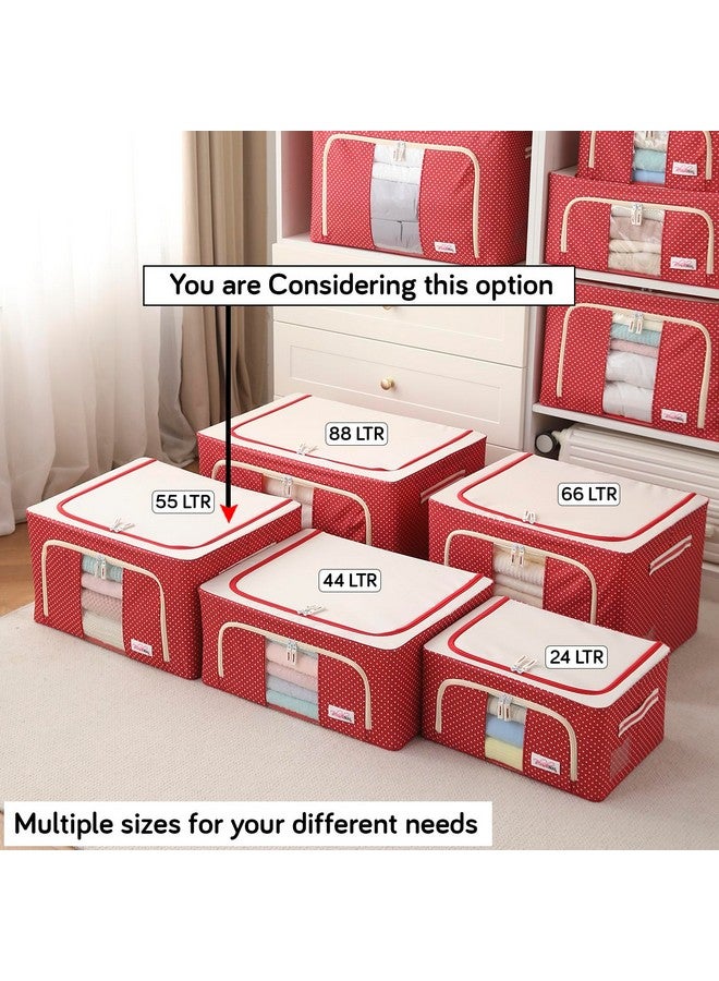 BlushBees Living Box - Wardrobe Organizer, Cloth Storage Bags with Zip - 55 Litre, Pack of 2, Polka Dots Red - Image 5