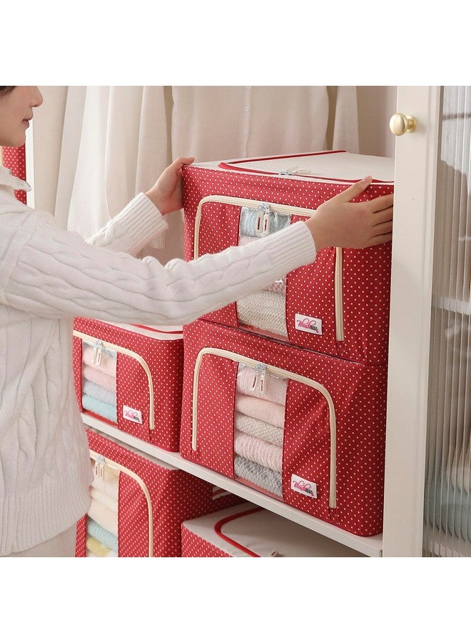 BlushBees Living Box - Wardrobe Organizer, Cloth Storage Bags with Zip - 55 Litre, Pack of 2, Polka Dots Red - Image 2
