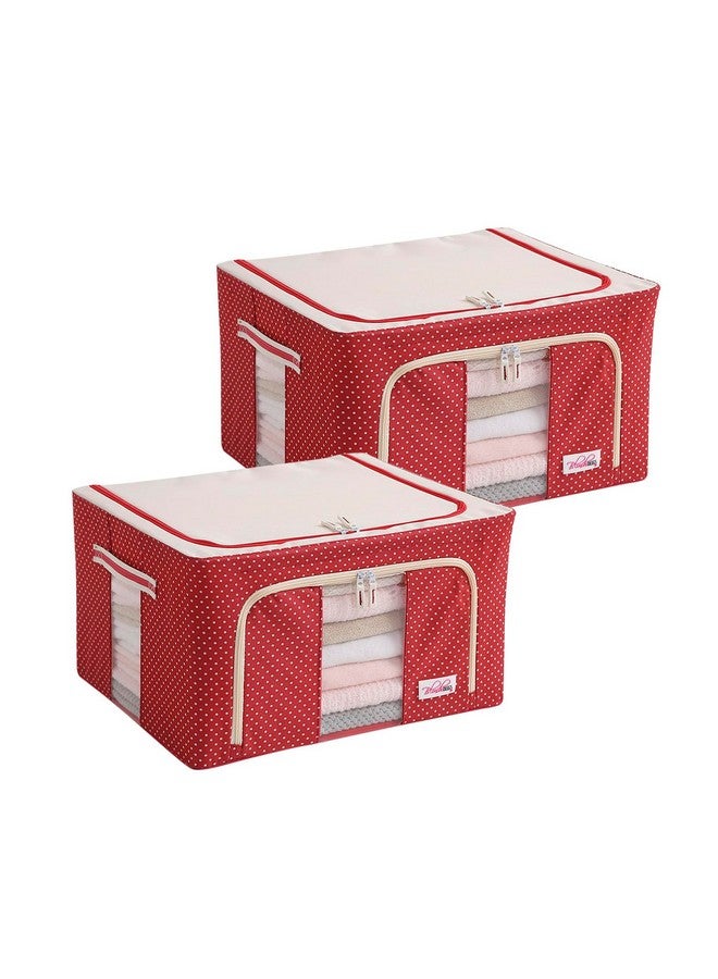 BlushBees Living Box - Wardrobe Organizer, Cloth Storage Bags with Zip - 55 Litre, Pack of 2, Polka Dots Red - Image 1