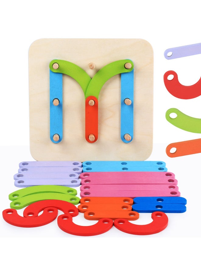 Children's Wooden Toys Strange Creative Variables Set Column Alphanumeric Shape Matching Jiggle Figure Cognitive Building Blocks-Color:Creative Column - Image 3