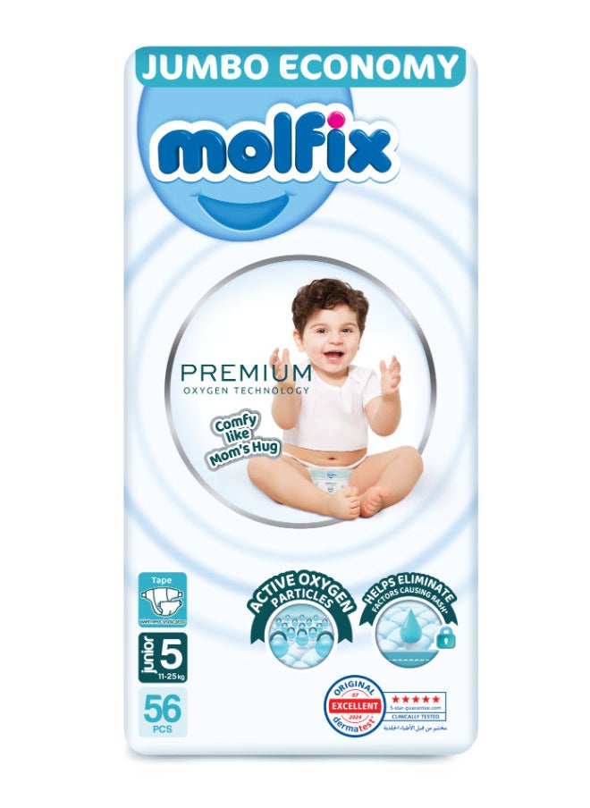 Molfix molfix premium O2 Baby Diapers , size 5, 56 Pcs  - Image 1