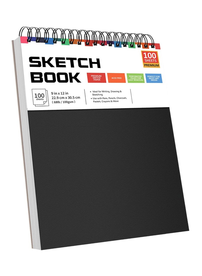 Generic 22.9 x 30.5cm Sketch Book,1-Pack 100 Sheets Spiral Bound Art Sketchbook,Acid Free (68lb/100gsm) Artist Drawing Book Paper Painting Sketching Pad  - Image 1