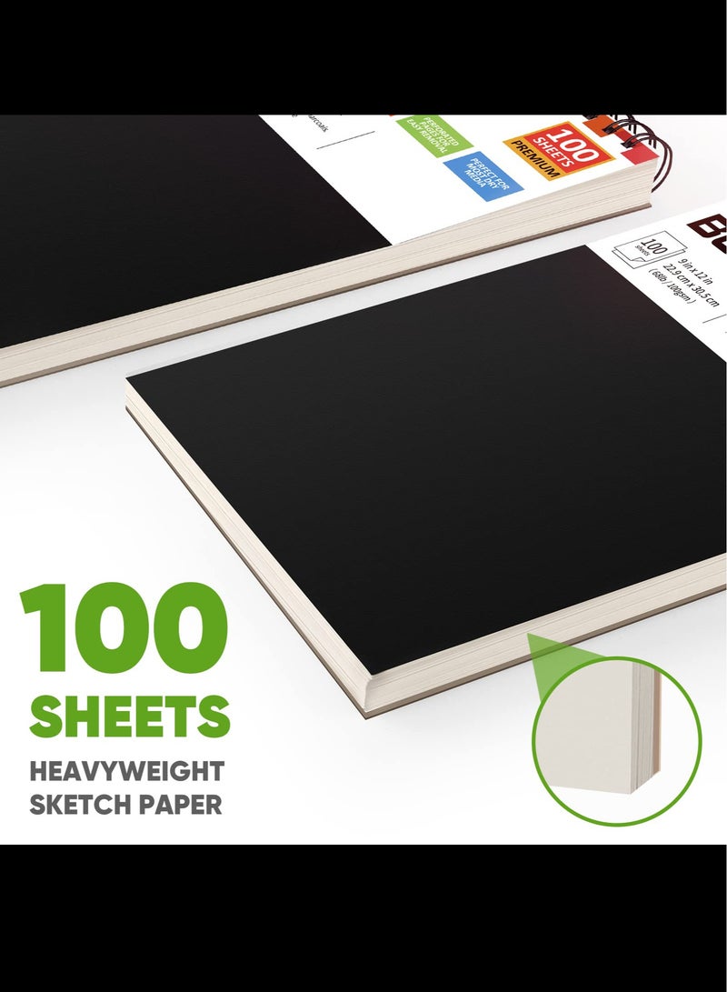 Generic 22.9 x 30.5cm Sketch Book,1-Pack 100 Sheets Spiral Bound Art Sketchbook,Acid Free (68lb/100gsm) Artist Drawing Book Paper Painting Sketching Pad  - Image 4