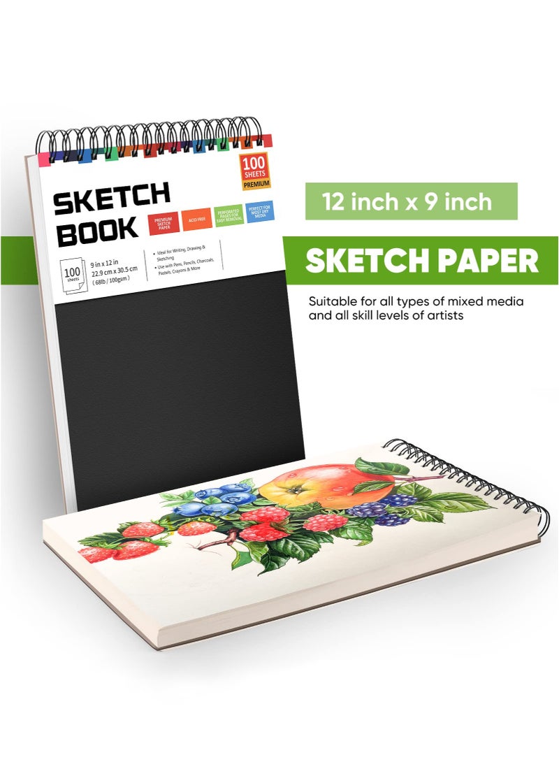 Generic 22.9 x 30.5cm Sketch Book,1-Pack 100 Sheets Spiral Bound Art Sketchbook,Acid Free (68lb/100gsm) Artist Drawing Book Paper Painting Sketching Pad  - Image 5