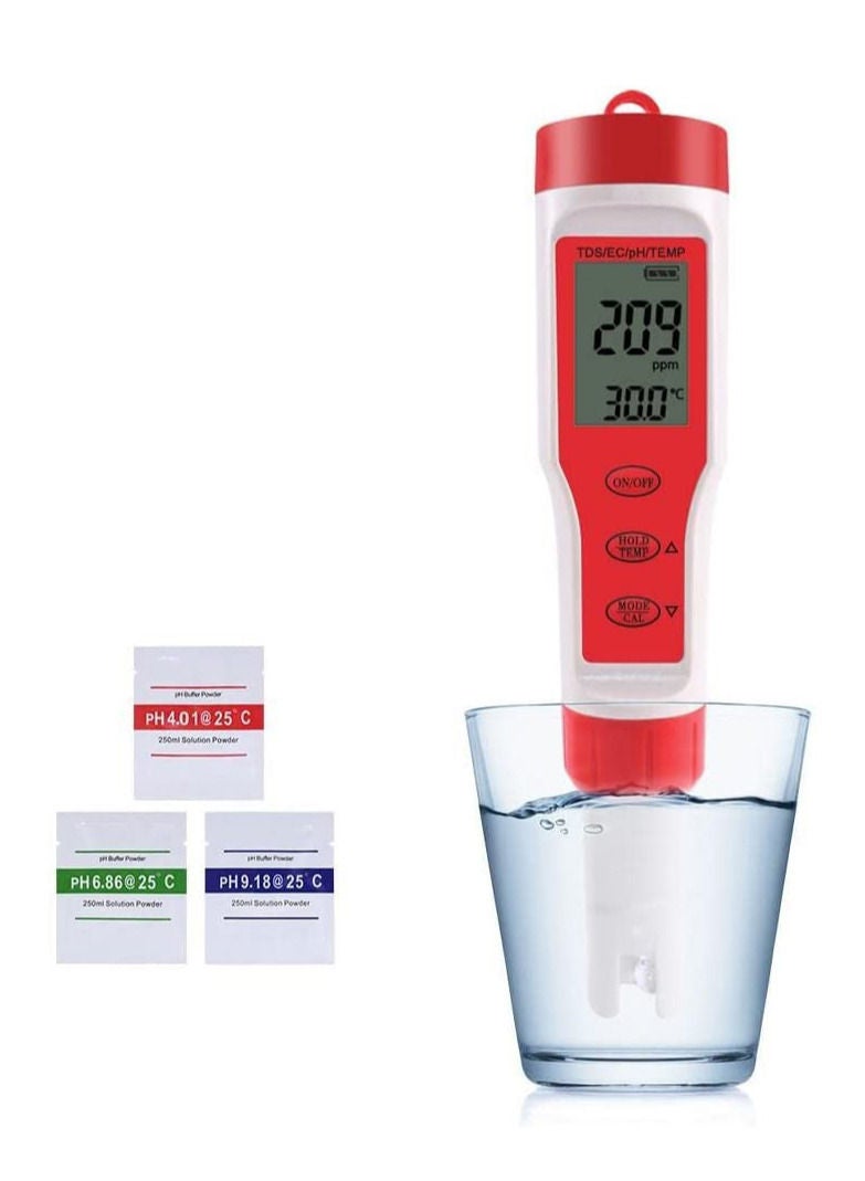 Generic 4 in 1 Water Tester For Salinity Acidity Heat And Electrical Conductivity  - Image 1