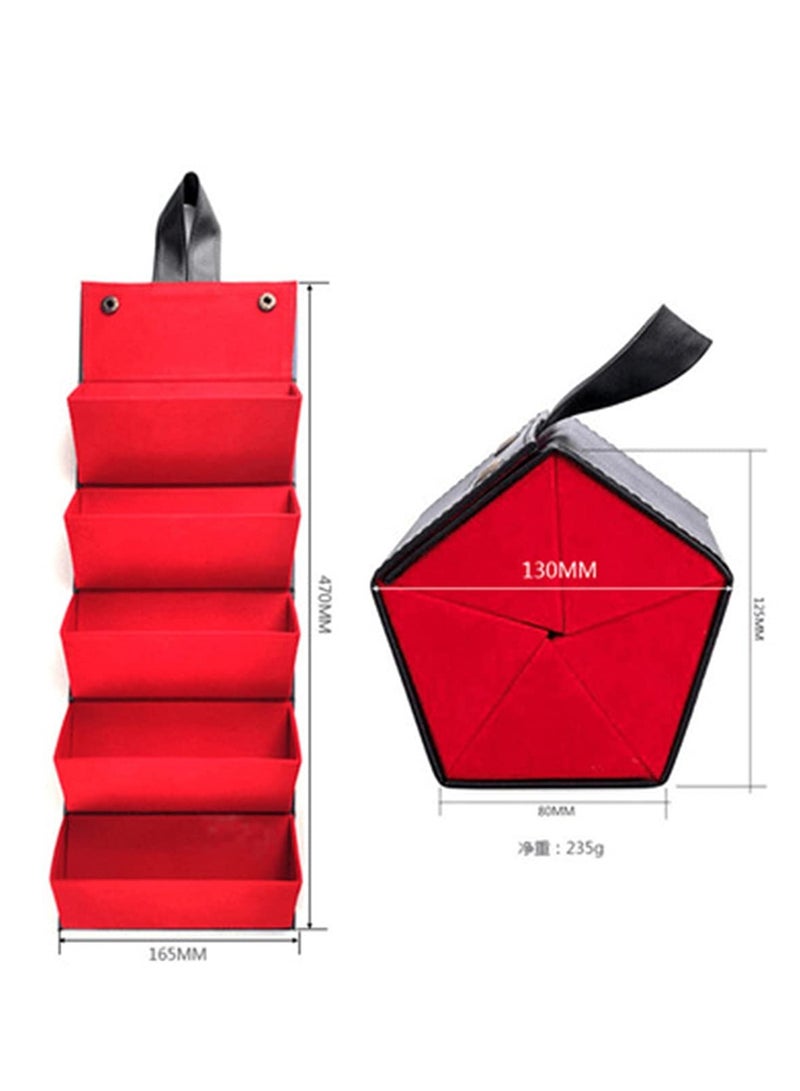 Travel Sunglasses Organizer 5 Slots Foldable PU Leather Eyeglasses Storage Case Multiple Hanging Eyewear Holder Display for Women Men