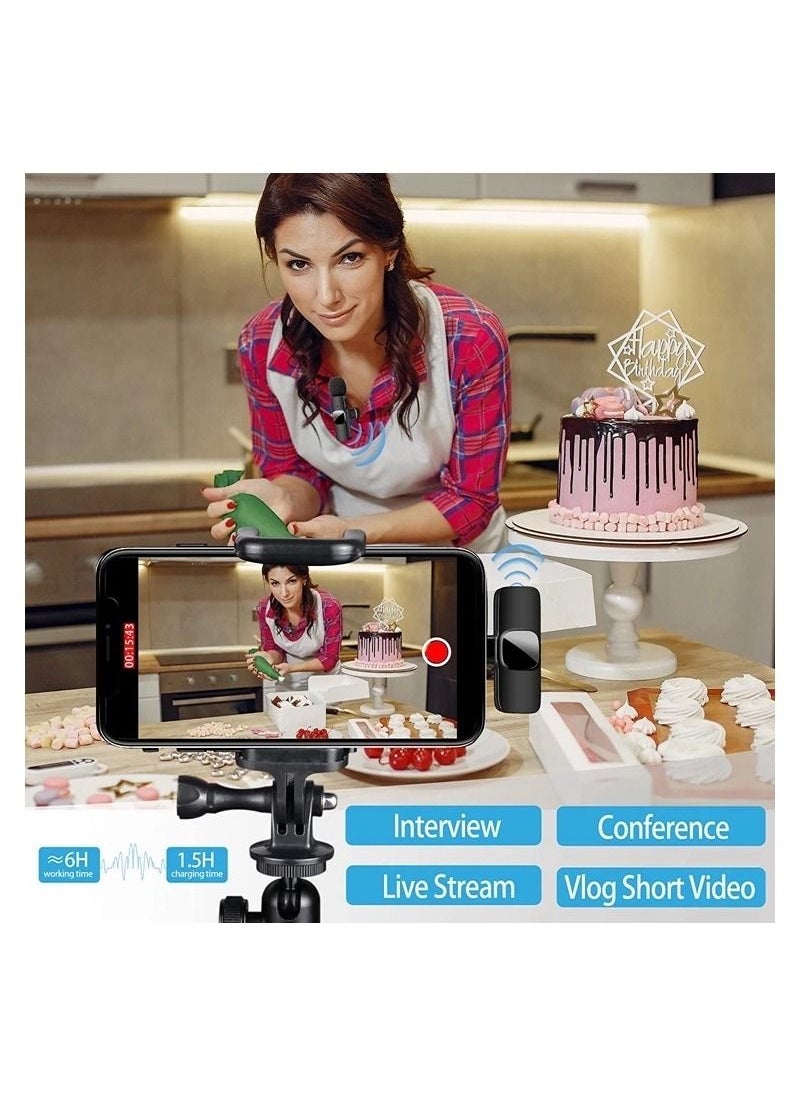 Set of 2 Wireless Microphones and Transmitter with iphone adaptor for Live Broadcast, Gaming , Video recording.