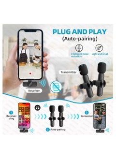 Generic Set of 2 Wireless Microphones and Transmitter with iphone adaptor for Live Broadcast, Gaming , Video recording.  - Image 5
