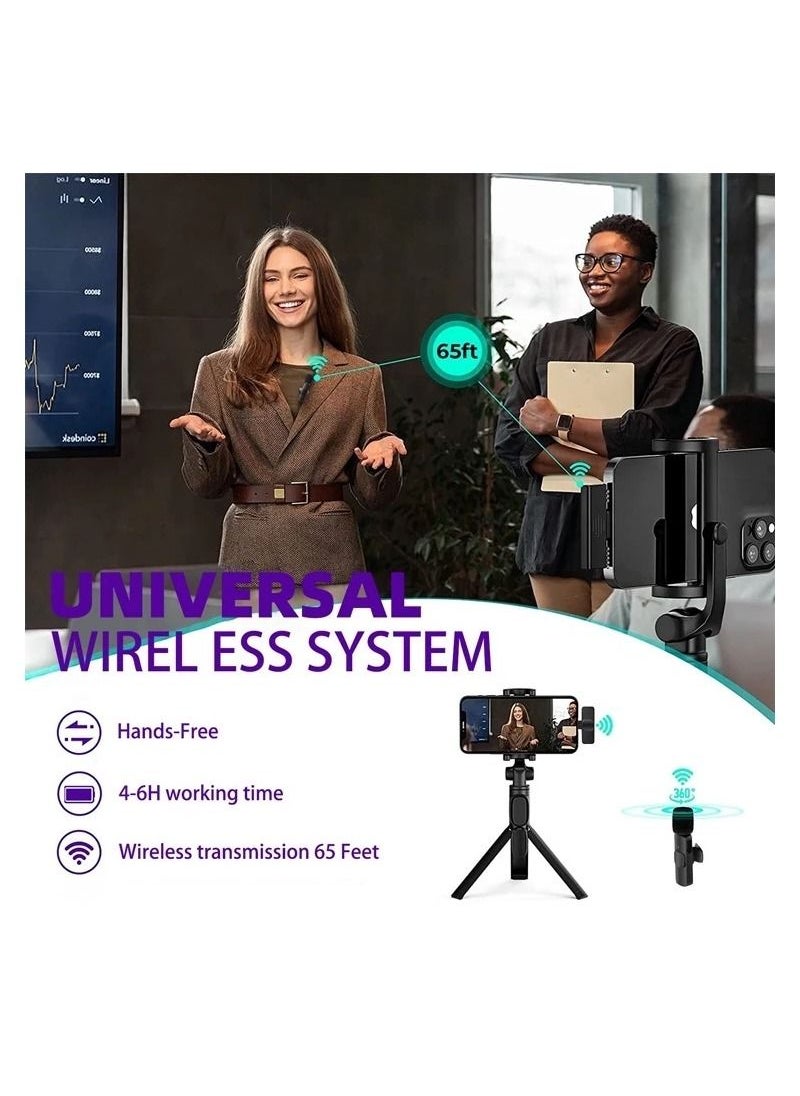 Set of 2 Wireless Microphones and Transmitter with iphone adaptor for Live Broadcast, Gaming , Video recording.