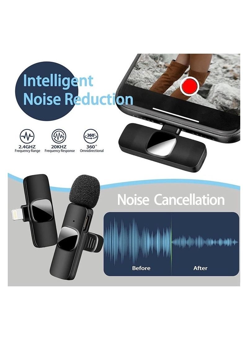 Set of 2 Wireless Microphones and Transmitter with iphone adaptor for Live Broadcast, Gaming , Video recording.
