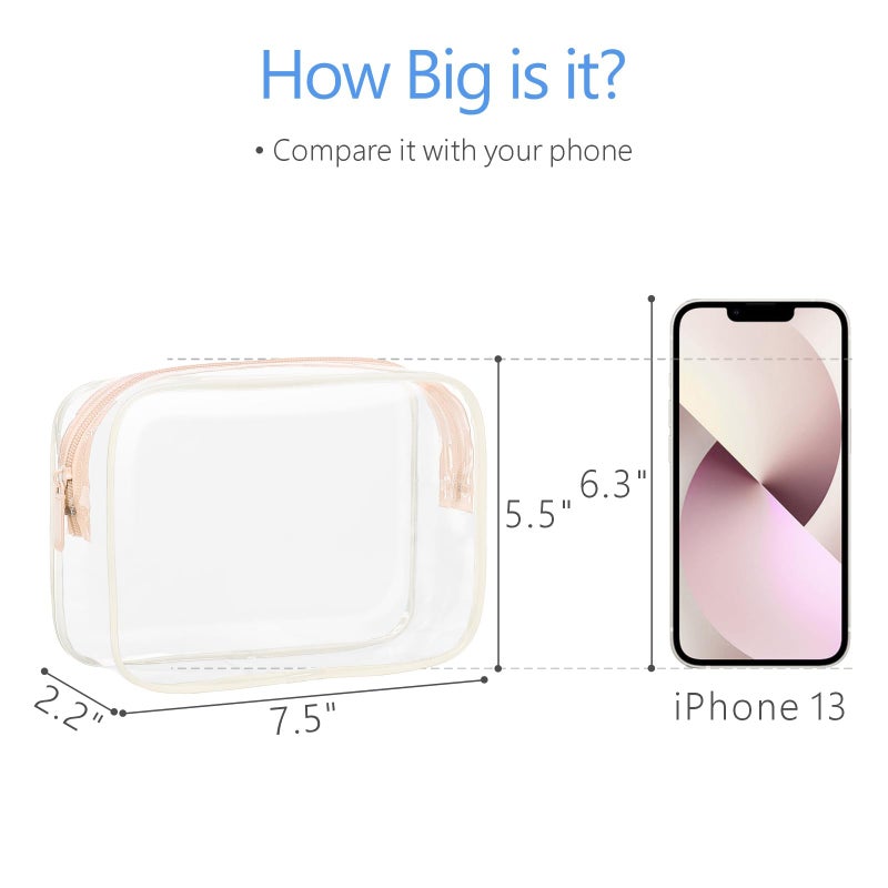 Packism Clear Toiletry Bag - 3 Pack Tsa Approved Toiletry Bag Quart Size Bag, Travel Makeup Cosmetic Bag For Women, Carry On Airport Airline Compliant Bag, Blue-Purple-Pink - Image 3