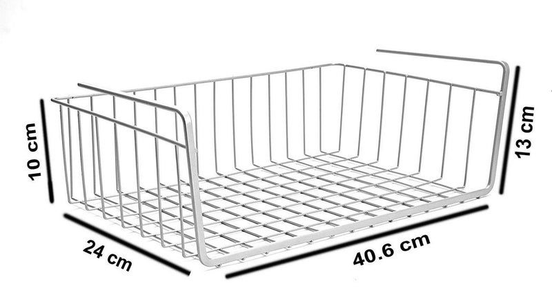 Go Hooked ViMe® Multipurpose Under Shelf Basket/Powder Coated Iron Cabinet Organiser/Storage Rack for Kitchen, Bedroom, Office (Silver, 16") - Image 4