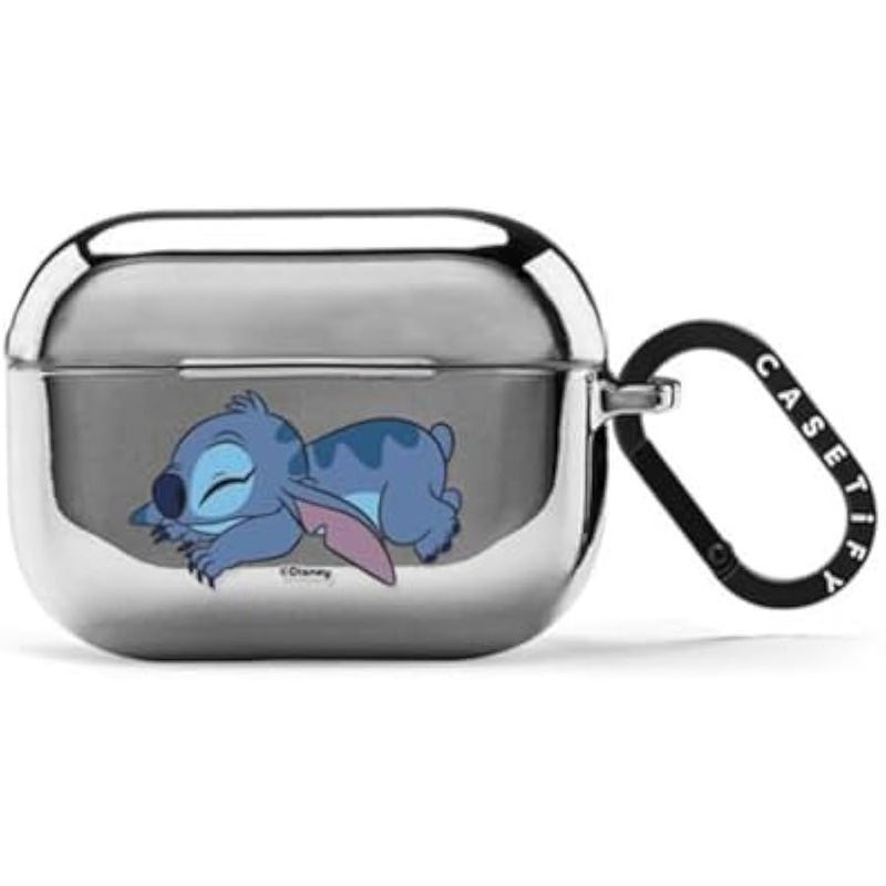 Casetify Mirror AirPods Pro 1/2 Case with Ring 【Lilo & Stitch Colab】 - Stitch - Silver - Image 1