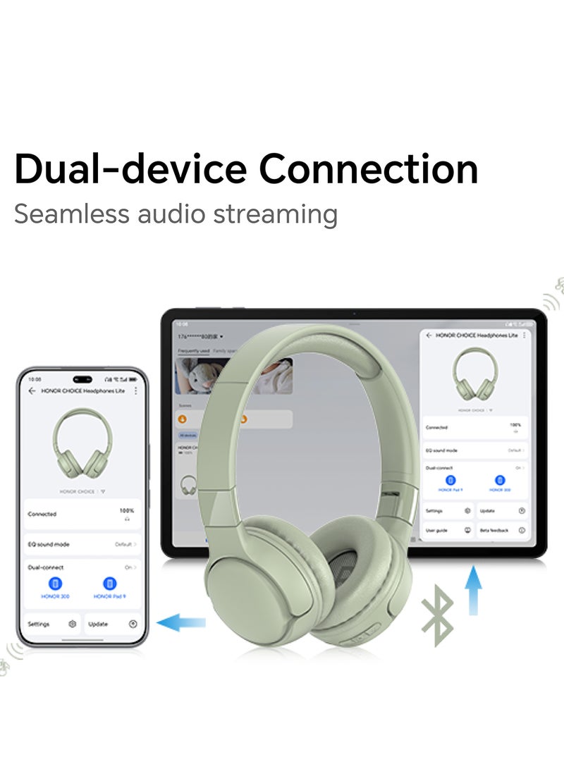 Honor Choice Headphones Lite On-Ear Wireless Headphone with 40mm Deep Bass Driver, 82-Hour Battery Life, Dual-Device Connection, AI Call Noise Cancellation & Foldable Lightweight Design green - Image 3