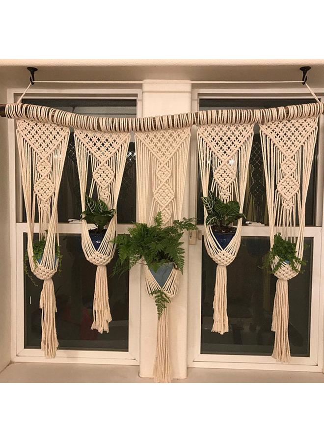 Bluejw Home New Handmade Woven Hanging Net Bag Blanket Plant Hanging Basket Flower Pot Home Wall Hanging Decoration Nordic Style  - Image 4