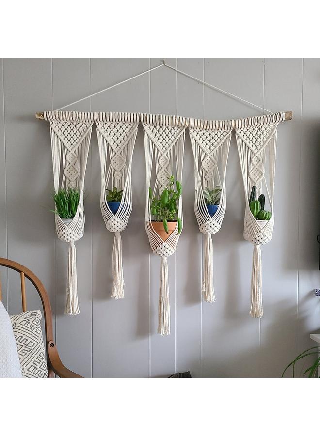 Bluejw Home New Handmade Woven Hanging Net Bag Blanket Plant Hanging Basket Flower Pot Home Wall Hanging Decoration Nordic Style  - Image 2