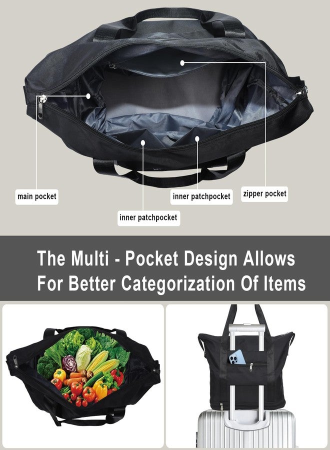 LKbeuuu Reusable Grocery Bag on Wheels Shopping Bag with Wheels, Detachable Roller Tote Bag, Luggage Bag, used for Shopping, Camping, Traveling, Giving Gifts to Friends, Large Capacity, Black - Image 5
