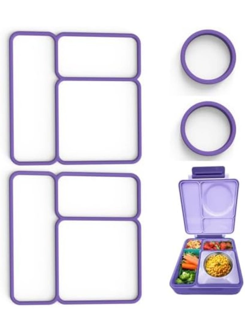 SYOSI 2 Pack Lid Seal Gaskets for OmieBox, Exact Fit Replacement for Kids Bento Lunch Box, Made from 100% Food-Safe Silicone, Durable Leak-Resistant Seals, Easy to Clean and Replace (Purple) - Image 1