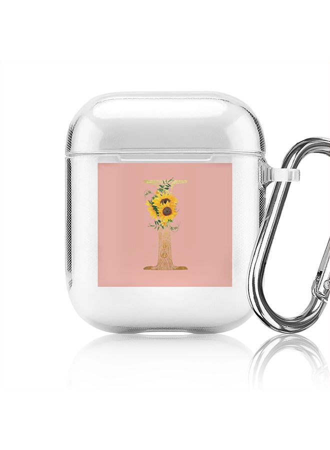 Stylizedd Classic Clear printed Case for Apple Airpods 2 / 1 Soft TPU Gel Thin Transparent Flexible Cover - Custom Monogram Initial Letter Mandala Floral Pattern Alphabet - I (Rose Pink ) - Image 1