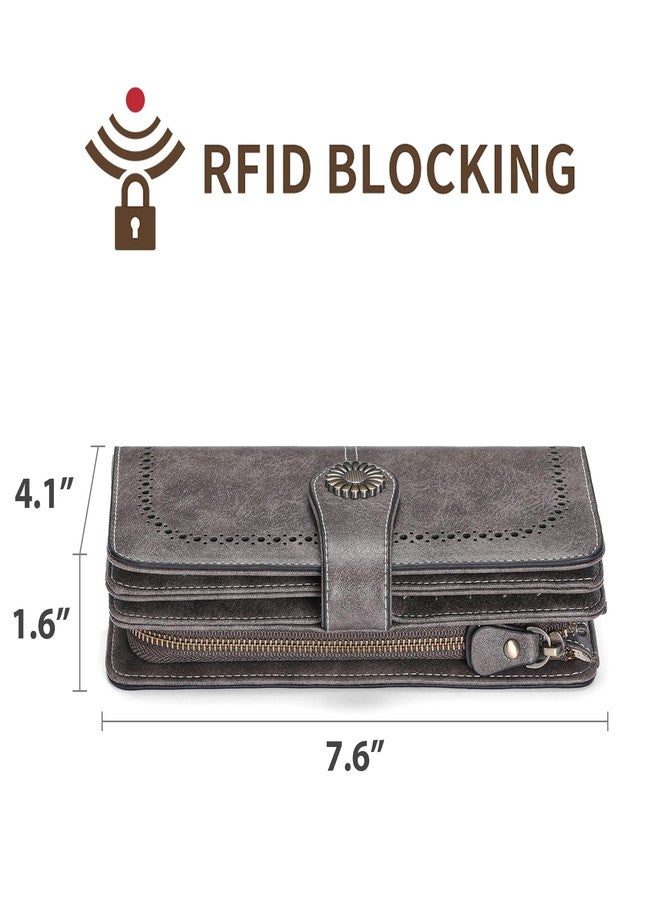 سينديفن محفظة SENDEFN للنساء من الجلد مع حامل بطاقات ائتمان مزود بخاصية حجب RFID وسوار كبير الحجم - Image 4