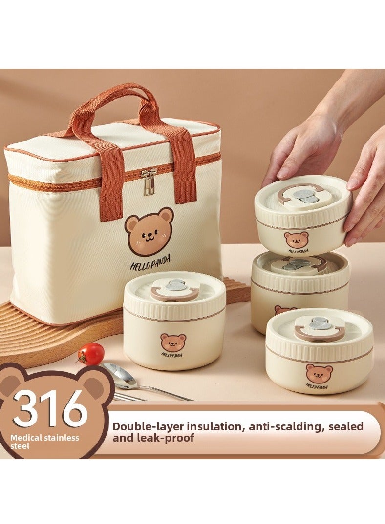 Six-piece stainless steel children's adult lunch box with spoon and chopsticks Microwave oven heating Insulated and portable Waterproof and sealed lunch box - Image 5