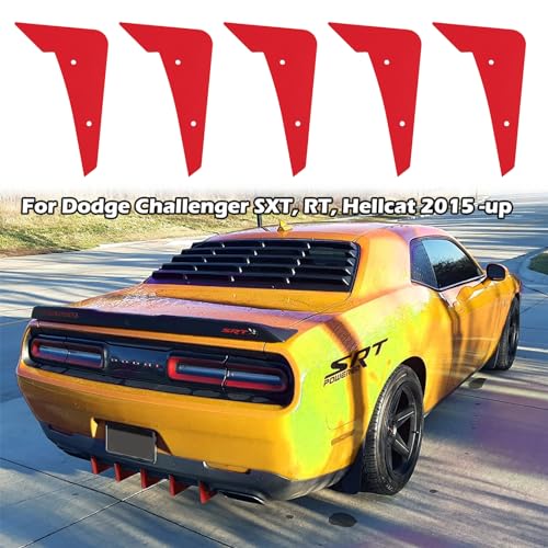 Sunluway Rear Diffuser V3 5 Fins Set For Dodge Challenger 2015-2024 Stock Rear Bumper, Red Rear Bumper Diffuser Shark Fins - Image 2