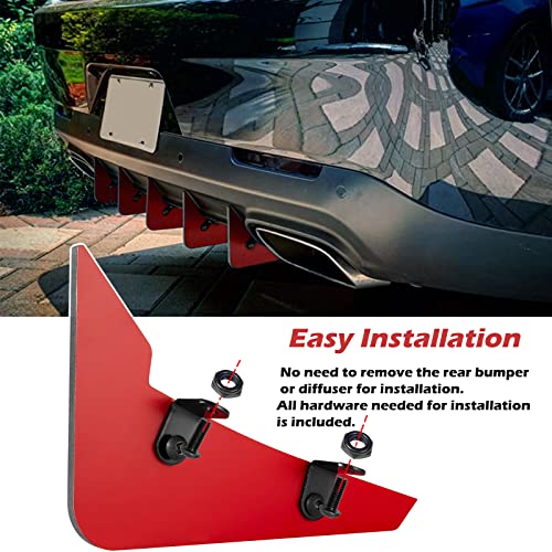 Sunluway Rear Diffuser V3 5 Fins Set For Dodge Challenger 2015-2024 Stock Rear Bumper, Red Rear Bumper Diffuser Shark Fins - Image 3