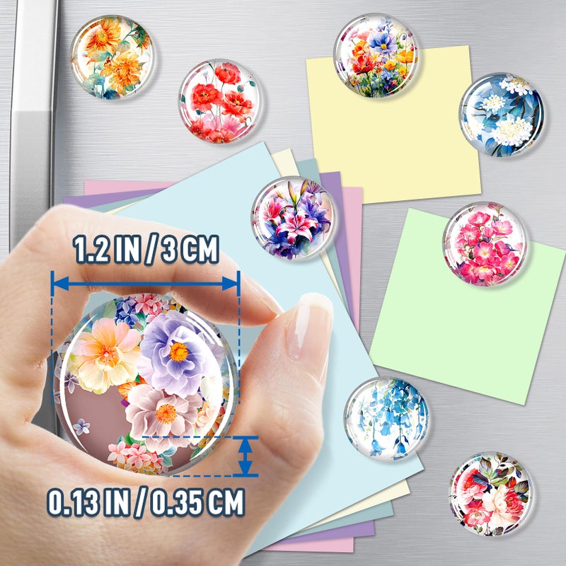 FINDMAG Refrigerator Magnets, 12 Pcs Glass Fridge Magnets for Festival, Flower Magnet for Fridge, Decorative Magnet Small Cute for Gift, Office, Home, Kitchen, Board, Locker, School - Image 2