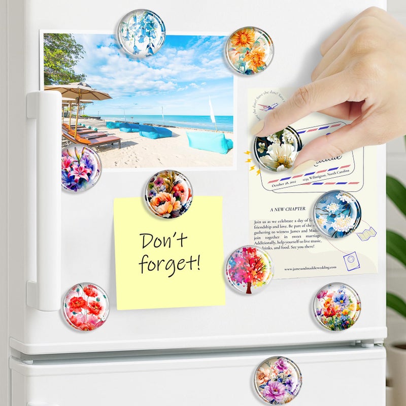 FINDMAG Refrigerator Magnets, 12 Pcs Glass Fridge Magnets for Festival, Flower Magnet for Fridge, Decorative Magnet Small Cute for Gift, Office, Home, Kitchen, Board, Locker, School - Image 5