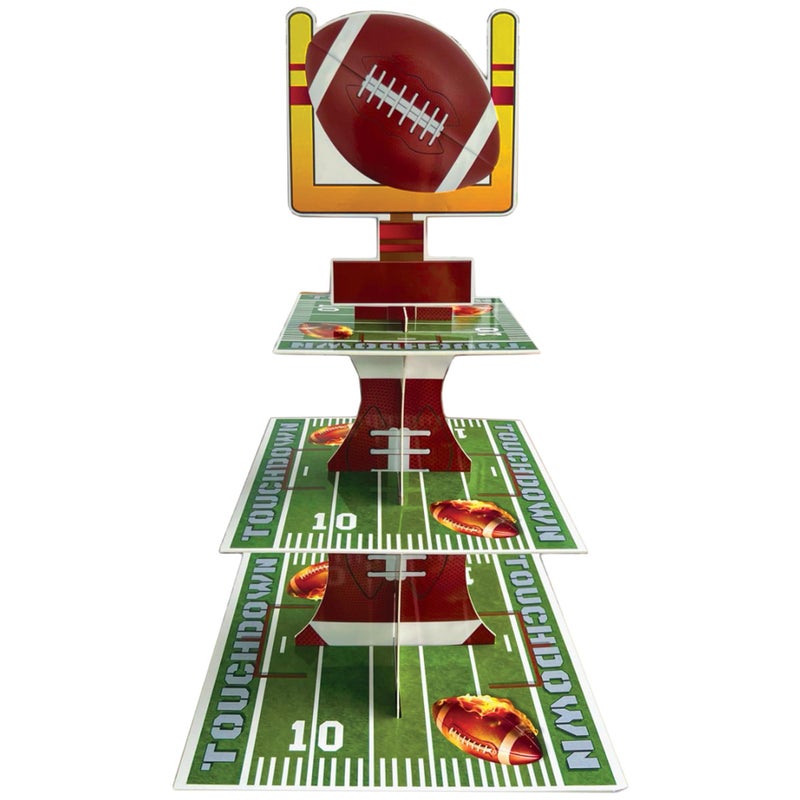 BASHOUT Football Party Cupcake Stand | 3 Tier Super Fun Football Party Dessert Tower | Big Game Football Mini Cake Stand | Game Day Football Party Supplies | Sports Theme Birthday Party Cupcake Stand |BASHOUT - Image 4