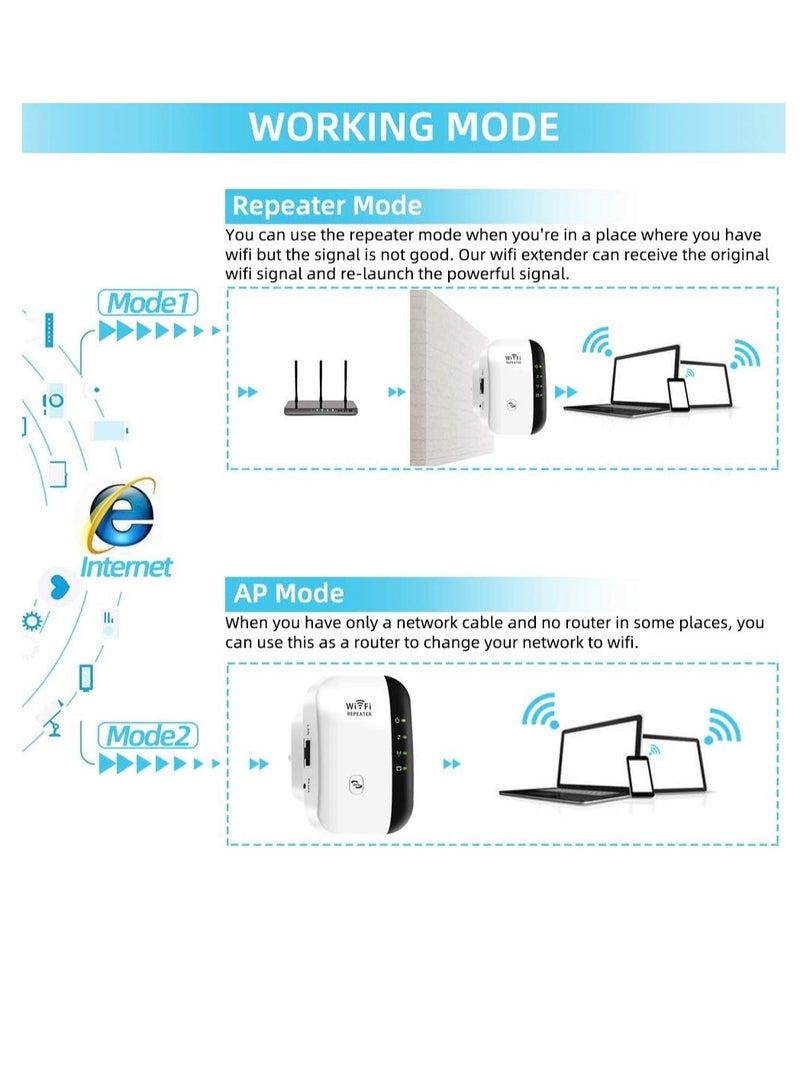ارواق مكرر واي فاي لاسلكي، موسع واي فاي بسرعة 300 ميجابت في الثانية، مكرر موسع نطاق واي فاي متوافق للغاية، (4 مصابيح بيضاء) - Image 2