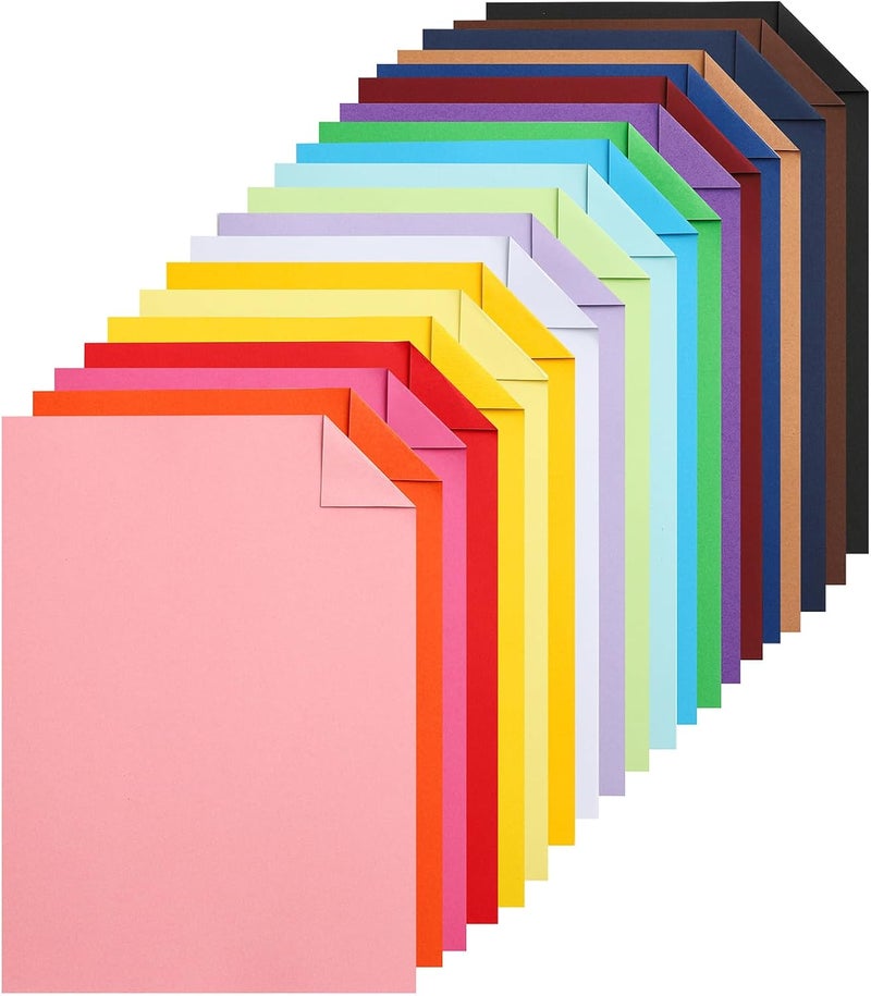 Silunkia 100 Sheets 20 Assorted Colors Cardstock Crafts Paper, A4 Size 200gsm/75lb Art Projects Colored Paper Card Stock for DIY Card Making, Kids School Supplies, Party Decors, Greeting Cards - Image 1