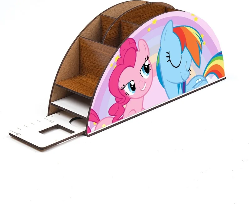 Notpa Wooden Pony Rainbow Ruler Desktop Pen Holder Box Organizer For Kids GK53