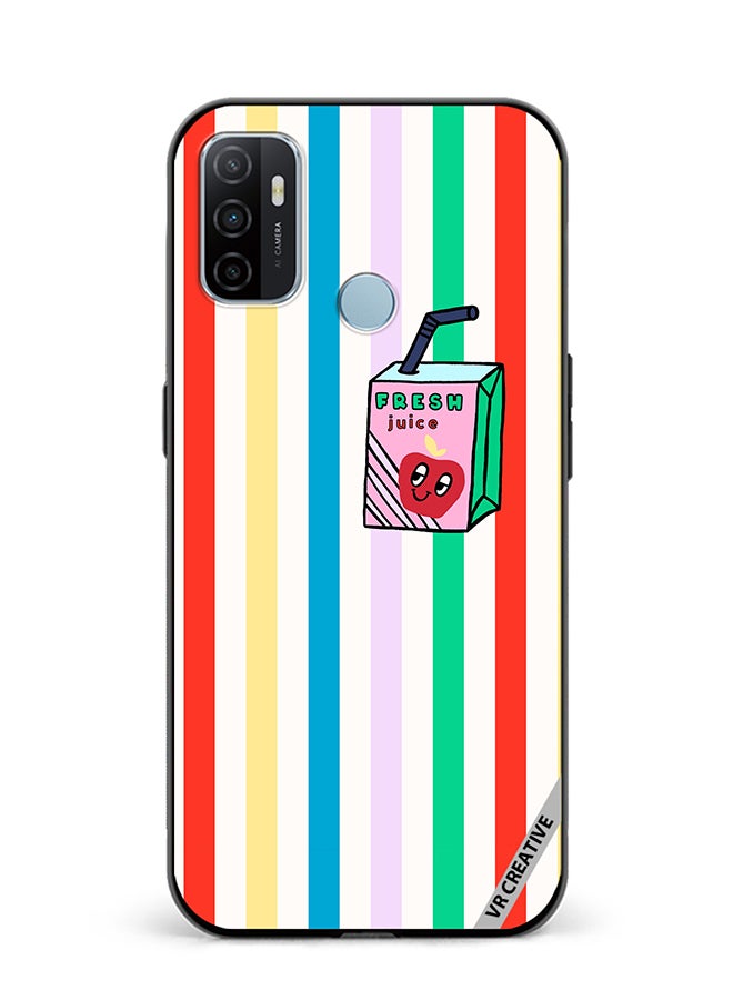 VR CREATIVE Protective Case Cover For Oppo A53 Summer Stripe Fresh Juice Apple Fruit Design Multicolour - Image 1