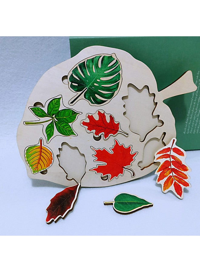 WoodenMontessori Puzzles Wooden Montessori Leaf Puzzle Children's Educational Toys-Color:Leaf Puzzle - Image 2